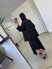 Ms 222 Ekoseli Vizon Siyah Mont