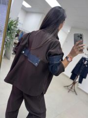 Nx 2273 A.Kahve Denim detaylı Fitilli Takım