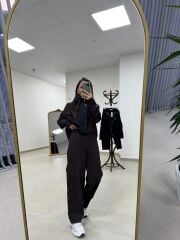 Nx 2273 A.Kahve Denim detaylı Fitilli Takım