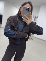 Nx 3720 A.Kahve Denim detaylı Fitilli Takım