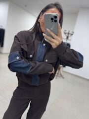 Nx 3720 A.Kahve Denim detaylı Fitilli Takım