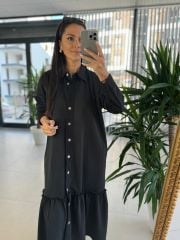 Dr 8075 Düğmeli Siyah Sweat Elbise