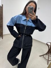 Yf 114C Paraşüt Denim Mix Takım