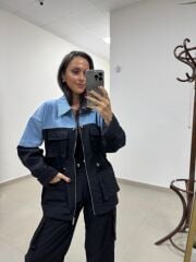Yf 114C Paraşüt Denim Mix Takım