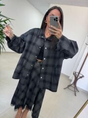 Ms 222 Ekoseli Antrasit Siyah Mont