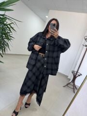 Ms 222 Ekoseli Antrasit Siyah Mont