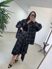 Ms 222 Ekoseli Antrasit Siyah Mont