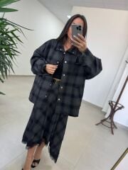 Ms 222 Ekoseli Antrasit Siyah Mont