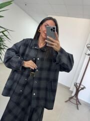 Ms 222 Ekoseli Antrasit Siyah Mont