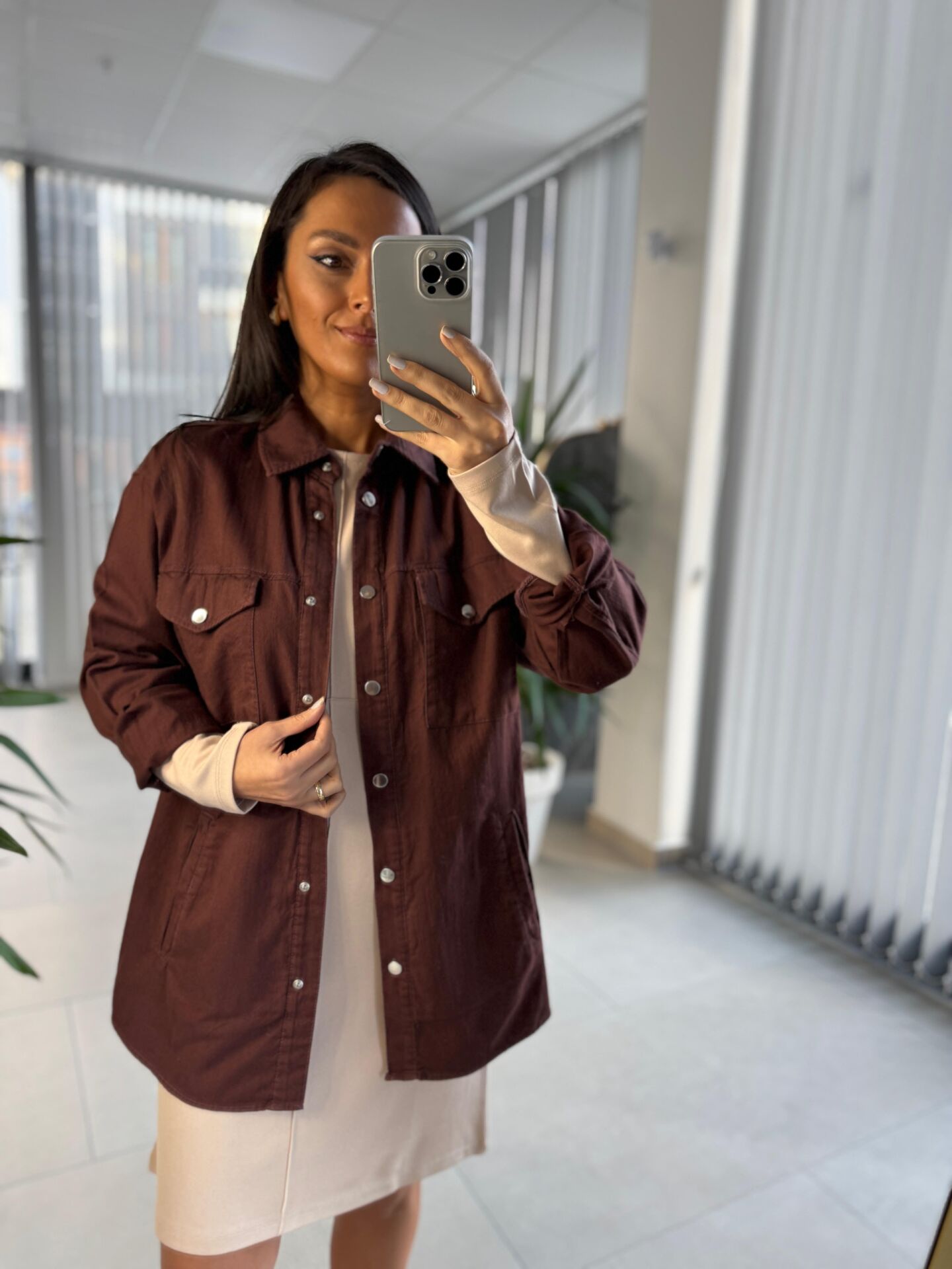 Gabardin Kahve Gömlek Ceket