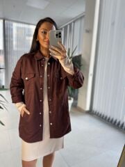 Gabardin Kahve Gömlek Ceket