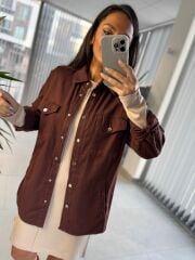 Gabardin Kahve Gömlek Ceket