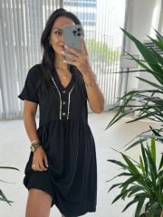 Sg İthal Nakışlı Düğmeli Elbise