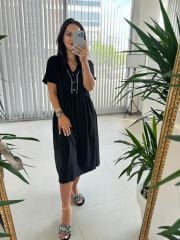 Sg İthal Nakışlı Düğmeli Elbise