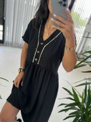 Sg İthal Nakışlı Düğmeli Elbise