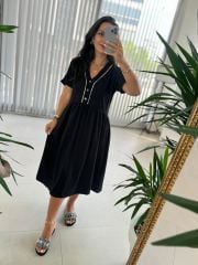 Sg İthal Nakışlı Düğmeli Elbise