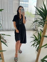 Sg İthal Nakışlı Düğmeli Elbise