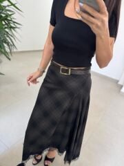 Ms 242 Dantel Detaylı Vizon Siyah Etek