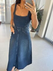 Np 299 Marka Model Askılı Denim Elbise