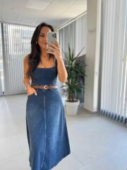 Np 299 Marka Model Askılı Denim Elbise