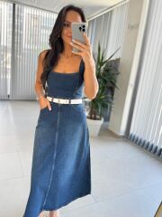 Pr 299 Marka Model Askılı Denim Elbise