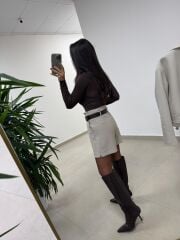 Dv 32122 Kaşmir Kahve Transparan Bluz