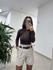 Dv 32122 Kaşmir Kahve Transparan Bluz