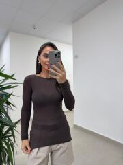 Dv 32122 Kaşmir Kahve Transparan Bluz