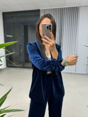 Ms Kadife Parlament Mavi Takım