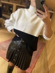 Siyah beyaz oversize Çelik kazak