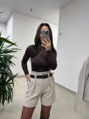 Dv 32122 Kaşmir Kahve Transparan Bluz