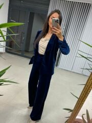 Ms Kadife Parlament Mavi Takım