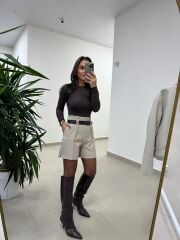 Dv 32122 Kaşmir Kahve Transparan Bluz