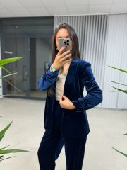 Ms Kadife Parlament Mavi Takım