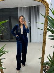 Ms Kadife Parlament Mavi Takım