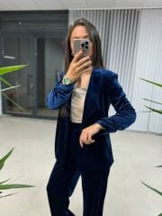 Ms Kadife Parlament Mavi Takım