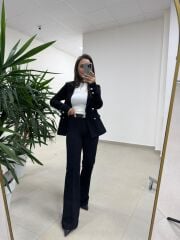 Md 6683 Taş Detaylı Bisiklet Yaka Ekru Tişört