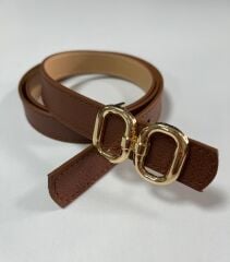 2200 Gold Çift Halka Tokalı Taba Kemer