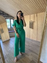 Ms Hakim yaka önden fermuarlı yeşil tulum