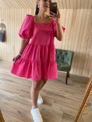 Poplin pembe elbise