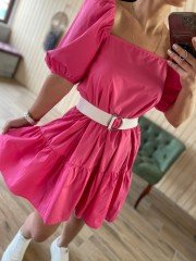 Poplin pembe elbise