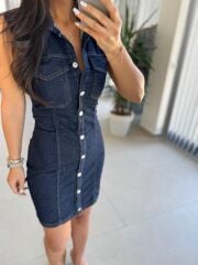 Np 347 Marka Model Laci Düğmeli Denim Elbise