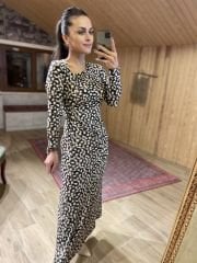 Drape detaylı leo elbise