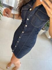 Np 347 Marka Model Laci Düğmeli Denim Elbise