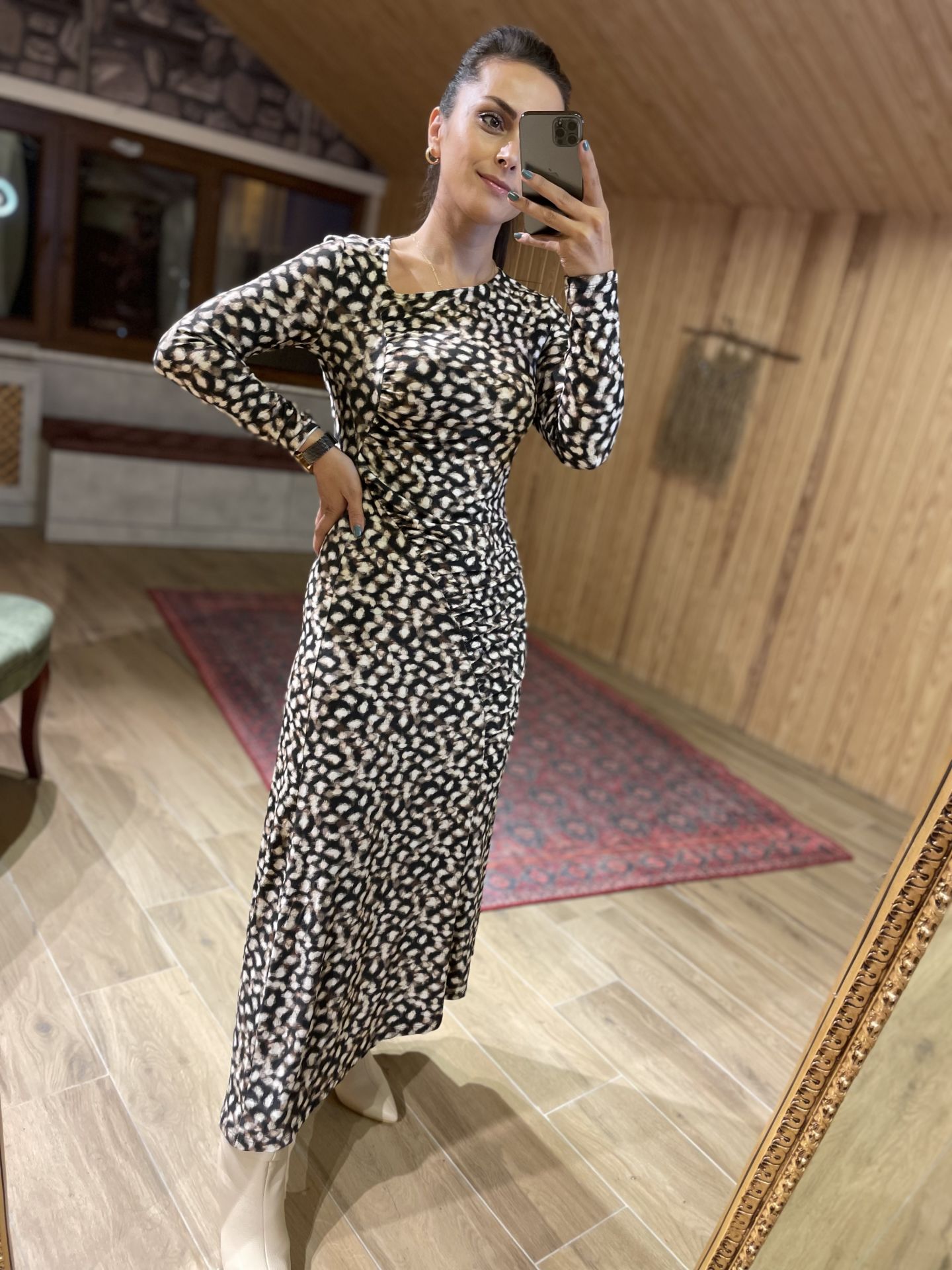 Drape detaylı leo elbise