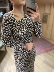 Drape detaylı leo elbise