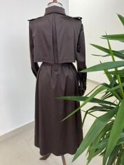 Dr 8556 Tasarım Kahve Kol Kemerli Elbise