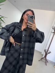 Ms 242 Dantel Detaylı Antrasit Siyah Ekose Etek