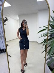 Np 347 Marka Model Laci Düğmeli Denim Elbise