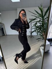 Kd 7798 Premium Agraflı Tasarım Siyah Takım